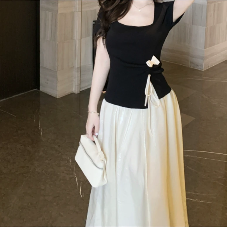 大码女装300斤胖MM国风时尚休闲上衣气质简约优雅半裙套装108