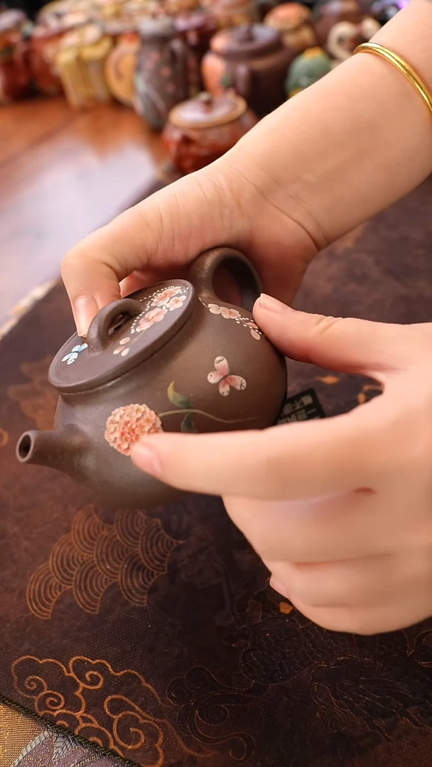 茶壶紫砂天青绣球石瓢