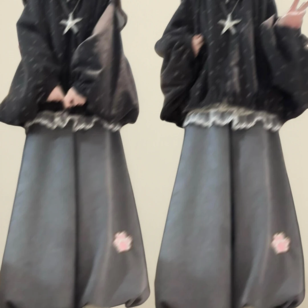 2026秋冬新款日系复古蝙蝠袖波点加绒外套搭配阔腿裤时尚两件套女