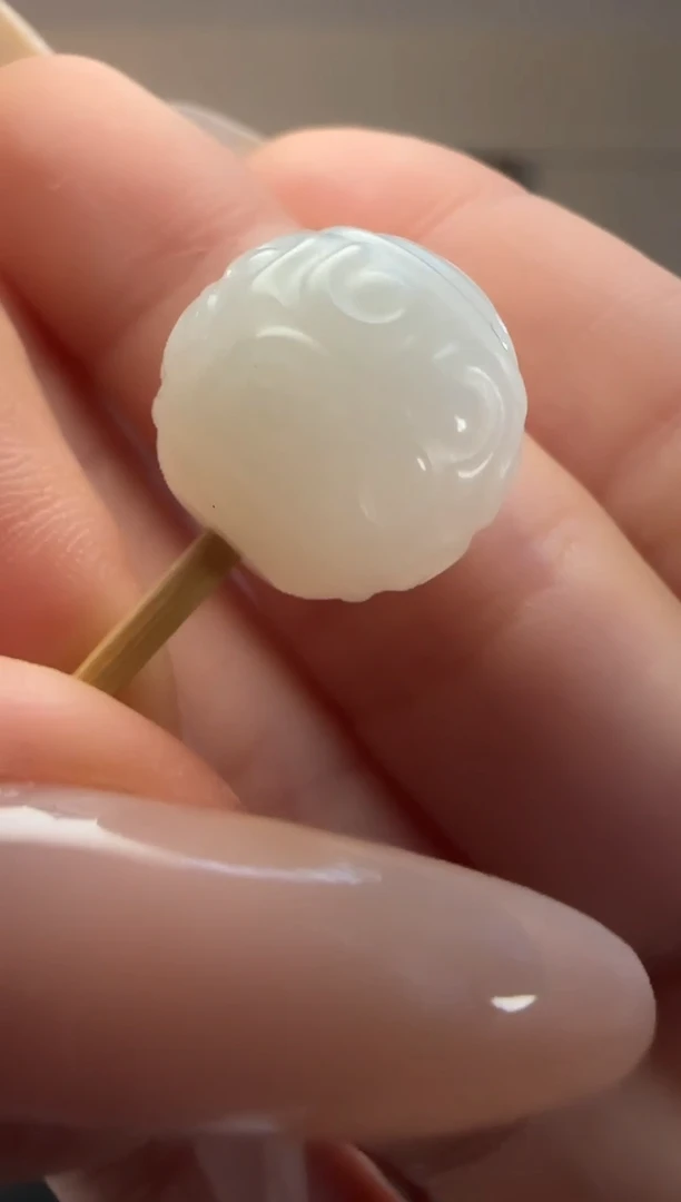 颈饰未镶嵌和田玉白玉回纹单珠