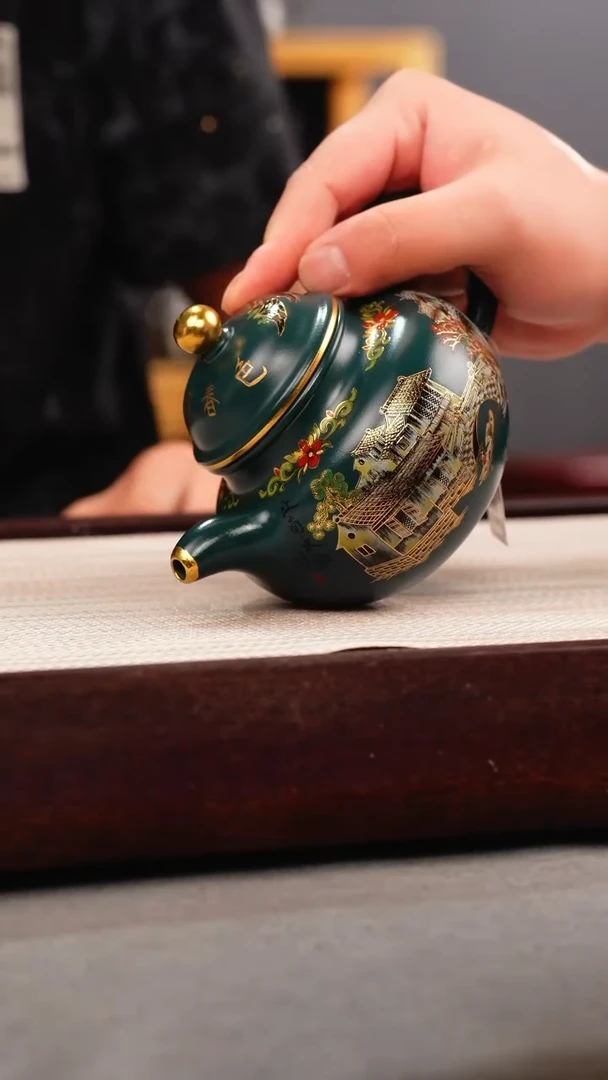 茶壶紫砂苏门答腊青 掇球 忆江南珐琅彩