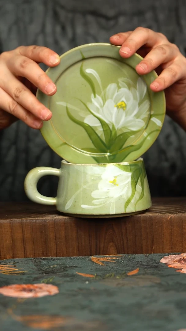 杯釉下彩手工手绘同款陶器