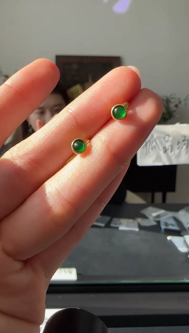 【闪购商品】翡翠耳饰银S925镶嵌银镶