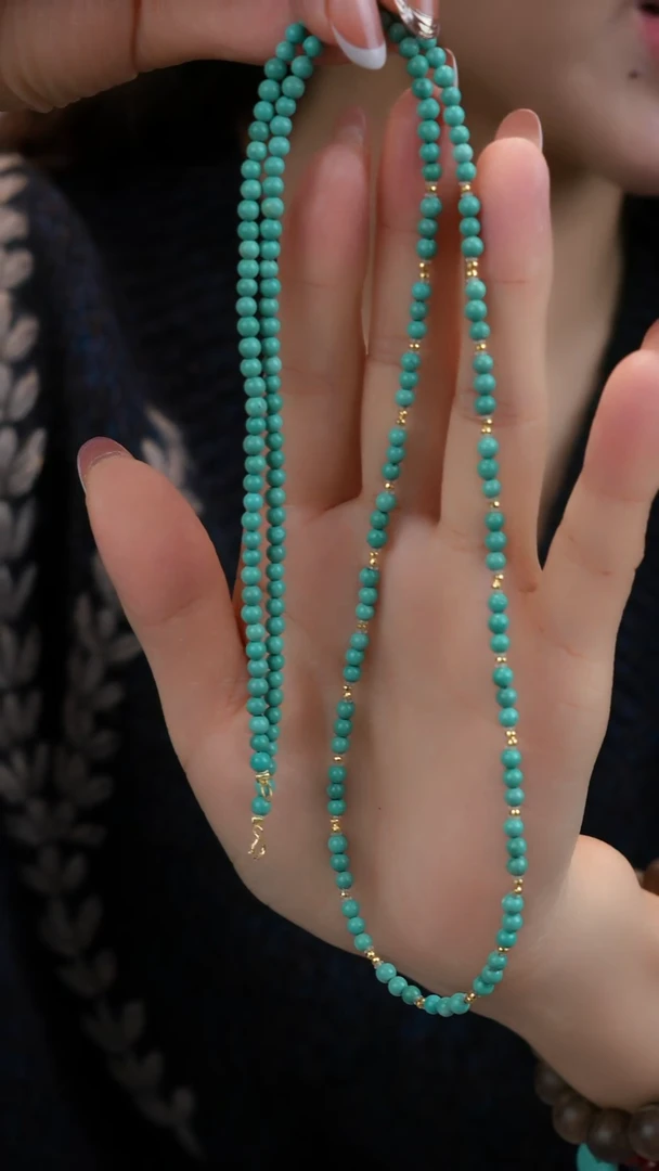 18K金镶嵌绿松石项链1111