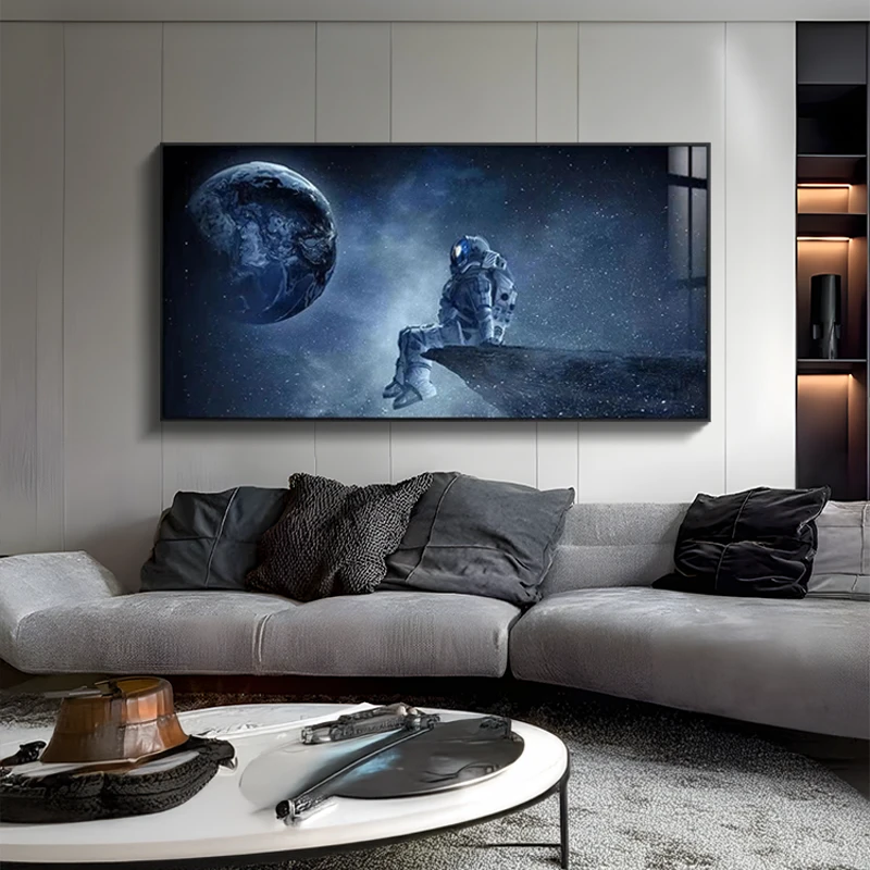 益师傅太空客厅落地画现代轻奢沙发背景墙壁画巨幅挂画星空100200