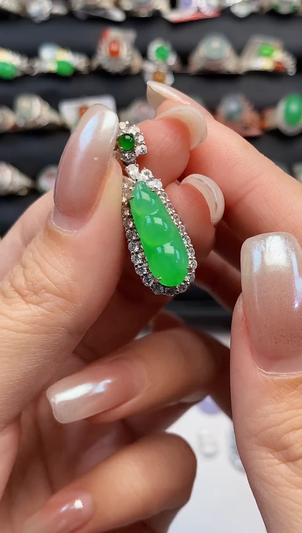 银S925镶嵌戒指翡翠天然A货翡翠74