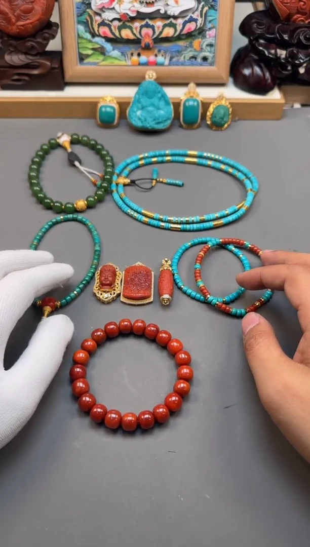 【闪购商品】和田玉（碧玉）手串手串18K金镶嵌手串手串