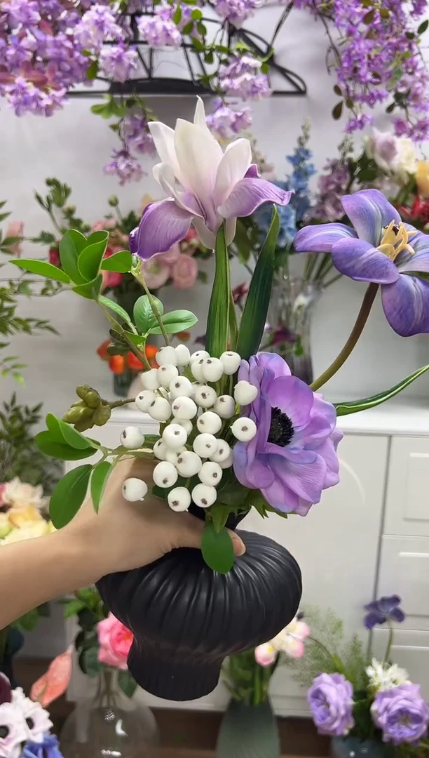 紫色花+瓶子一套