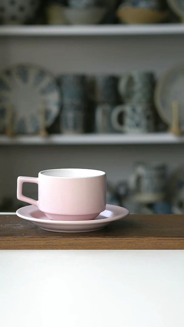 【闪购商品】陶瓷莫兰迪粉紫咖啡杯微瑕@4-2@