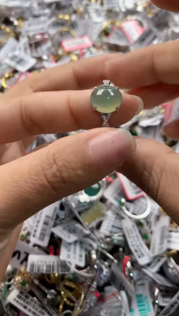 银S925镶嵌戒指翡翠999    2
