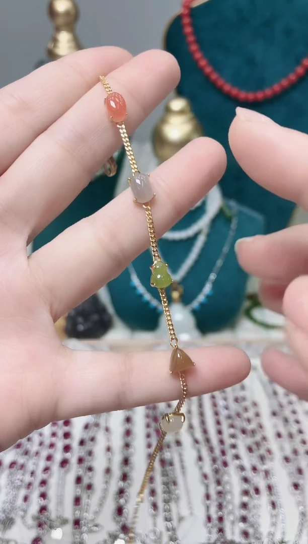 银S925镶嵌手链和田玉005BJ1225产品一个（多样性）