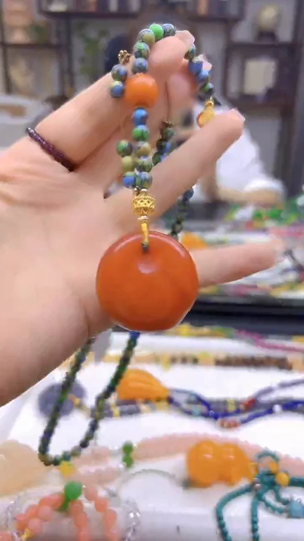 未镶嵌毛衣链蜜蜡DIY款M12