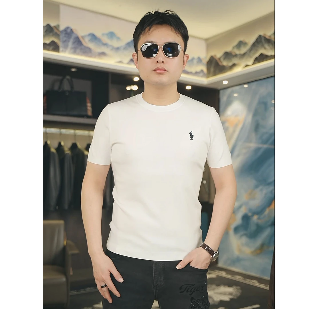 男士新款柔软舒适短袖针织休闲夏季简约圆领修身百搭