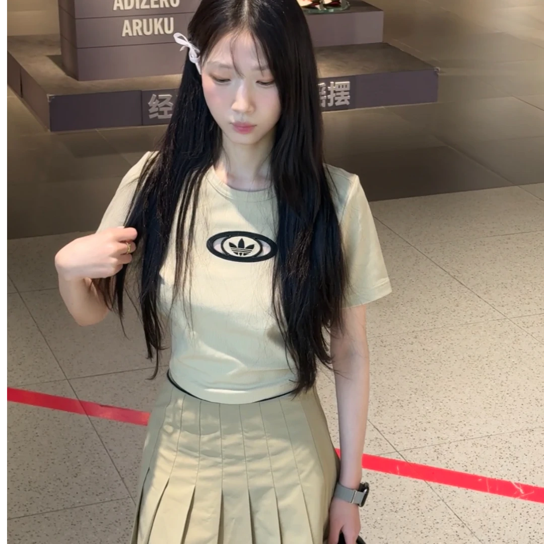 Adidas 三叶草 镂空运动凉感圆领短袖截短上衣KC8804 KC8803 百搭