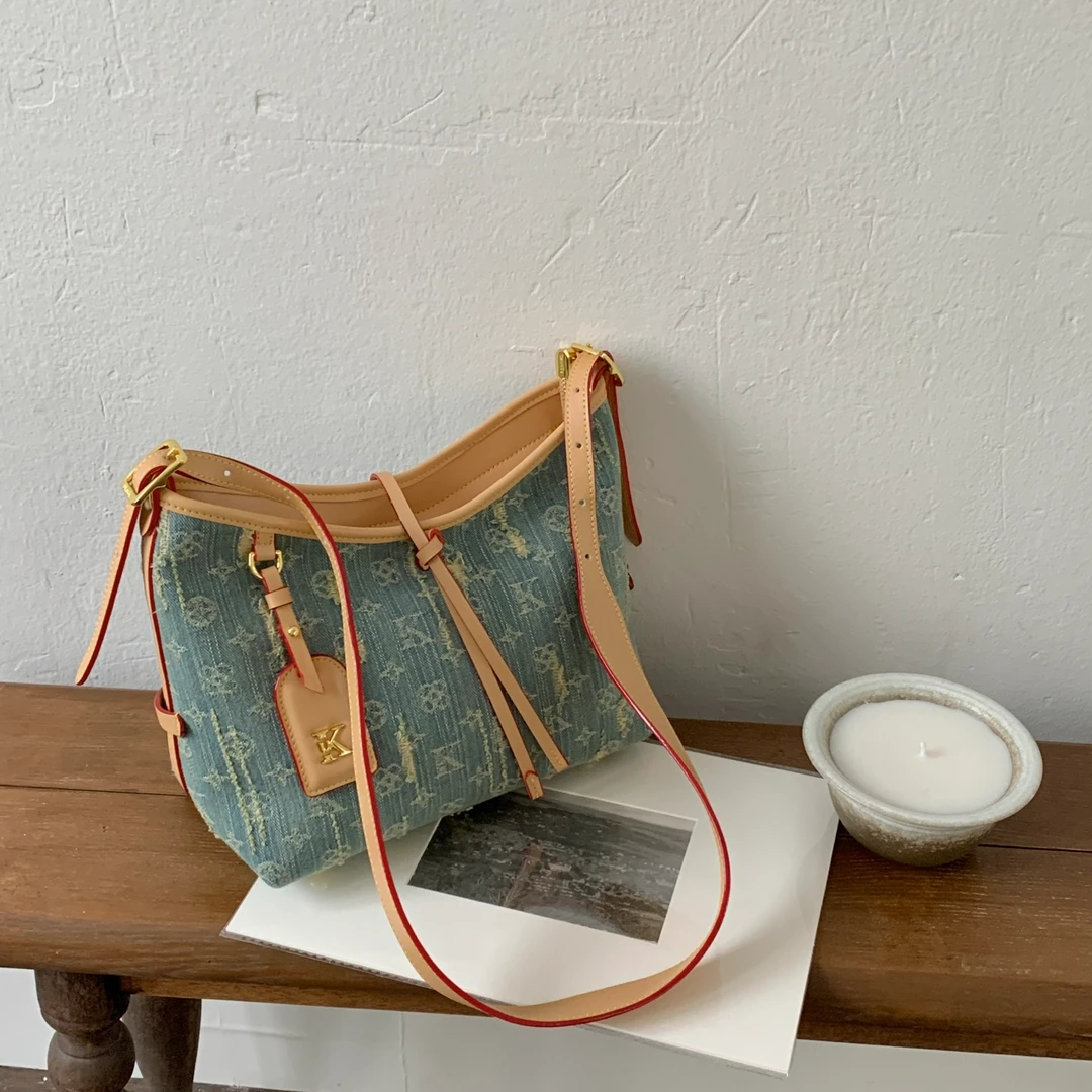 优库迪斯新款牛仔系列机场包百搭时尚单肩托特包斜跨大包通勤大包