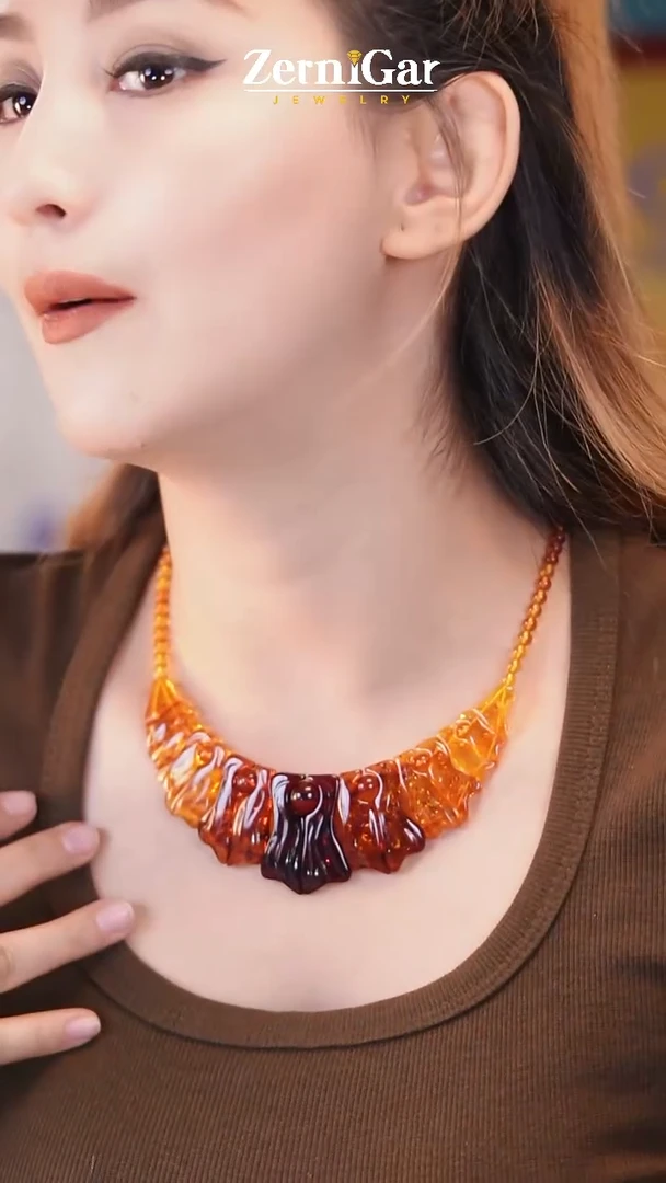 裸石琥珀未镶嵌天然琥珀项链