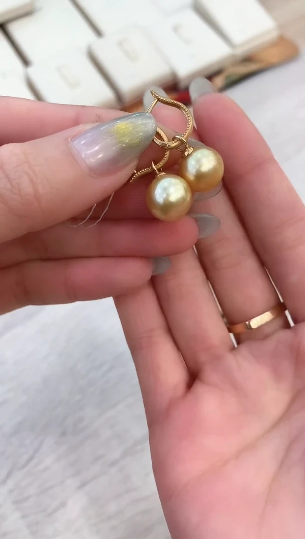 【闪购商品】海水珍珠耳饰18K金镶嵌10-11mm