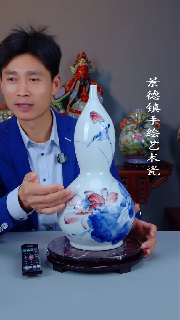 瓶陶景德镇手工手绘陶瓷摆件17