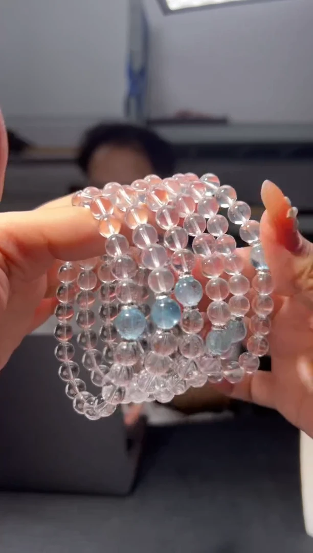 未镶嵌手链水晶六芒星光奶白晶蓝托帕diy(产品多样性发其一)