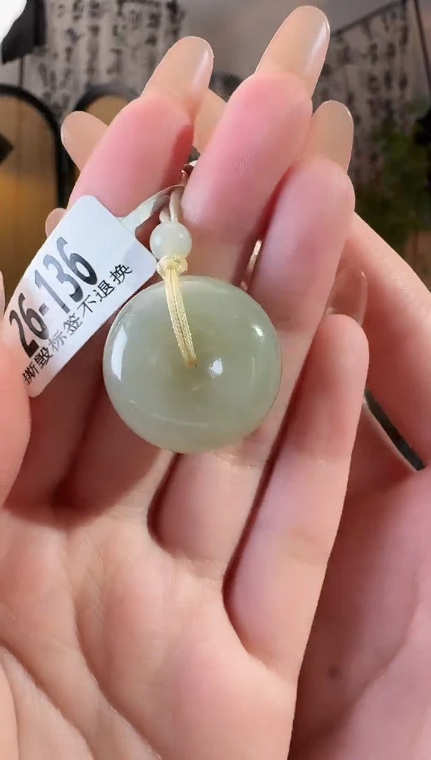 和田玉银S925镶嵌颈饰扣136