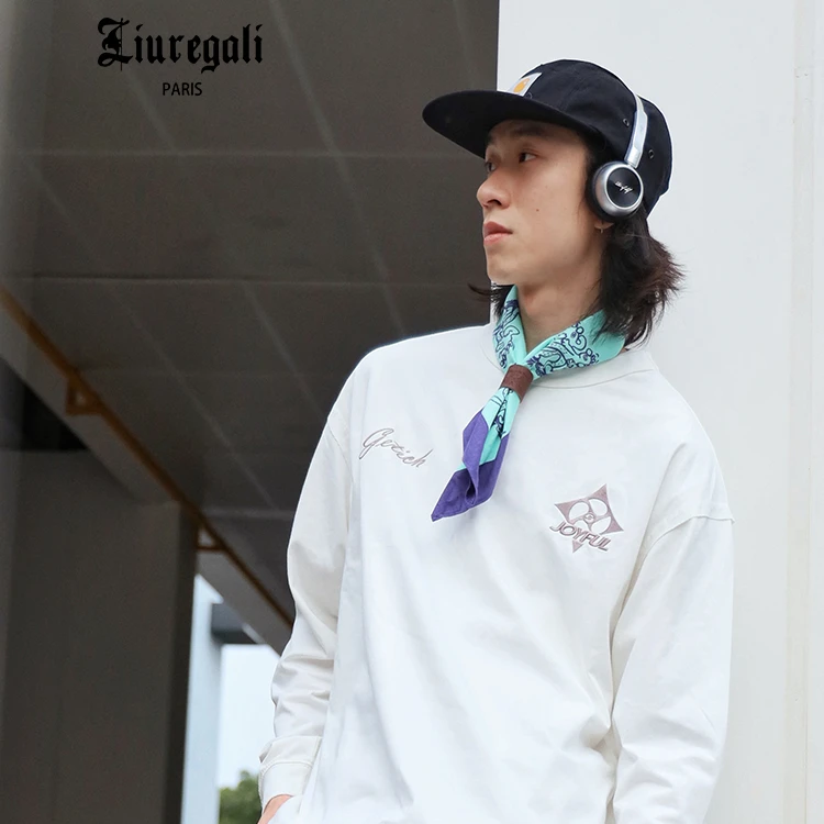 Liuregali长袖男女同款卫衣秋冬宽松潮牌ins刺绣印花欢乐风轮情侣