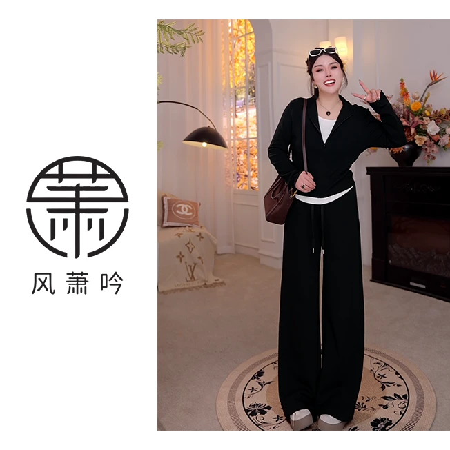 【风萧吟】大码女装新款休闲显瘦运动假两件修身上衣FXY339+FXY346