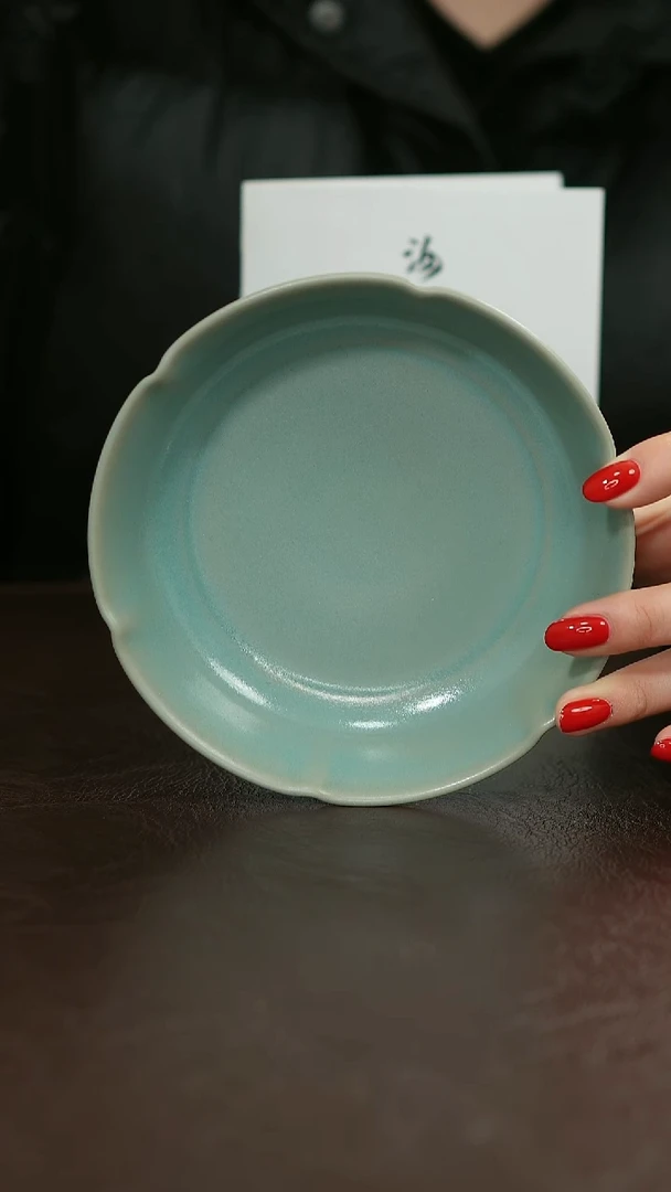 摆件瓷原矿原釉汝宋汝瓷 葵口洗