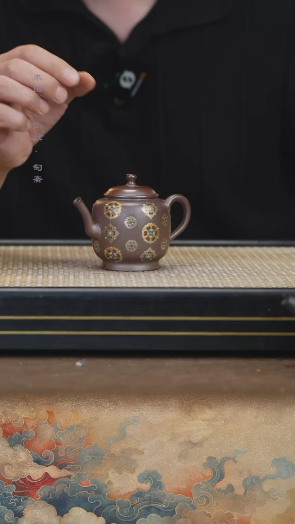 茶壶紫砂胭脂红柴烧宝象纹宫灯150cc