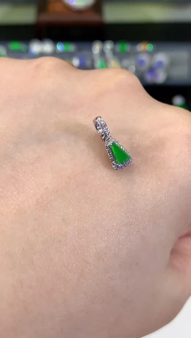 翡翠18K金镶嵌吊坠(不含链)Z478|1680