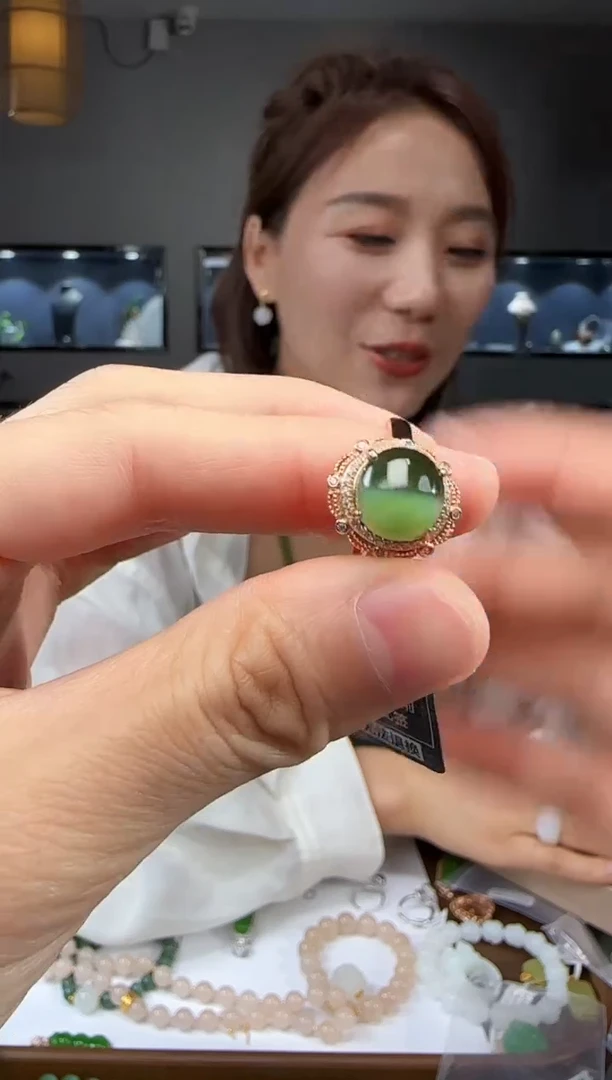 和田玉戒指银S925镶嵌1