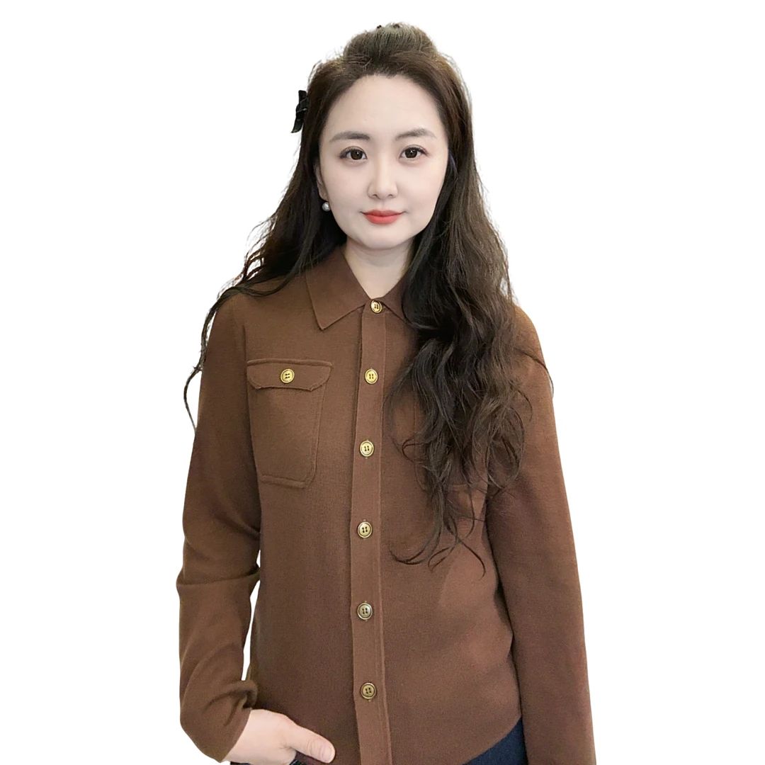 祯智服饰JL-89142  针织衫 女款时尚针织衫衬衫领