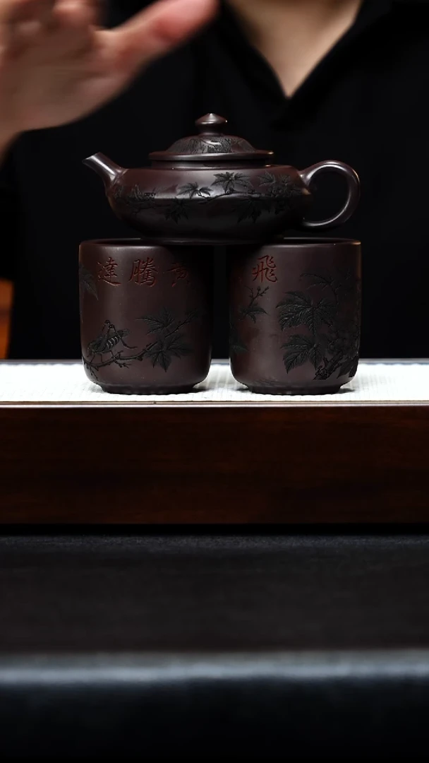 茶杯紫砂宜兴紫砂 飞黄腾达 赤龙血砂壶 赵圆静