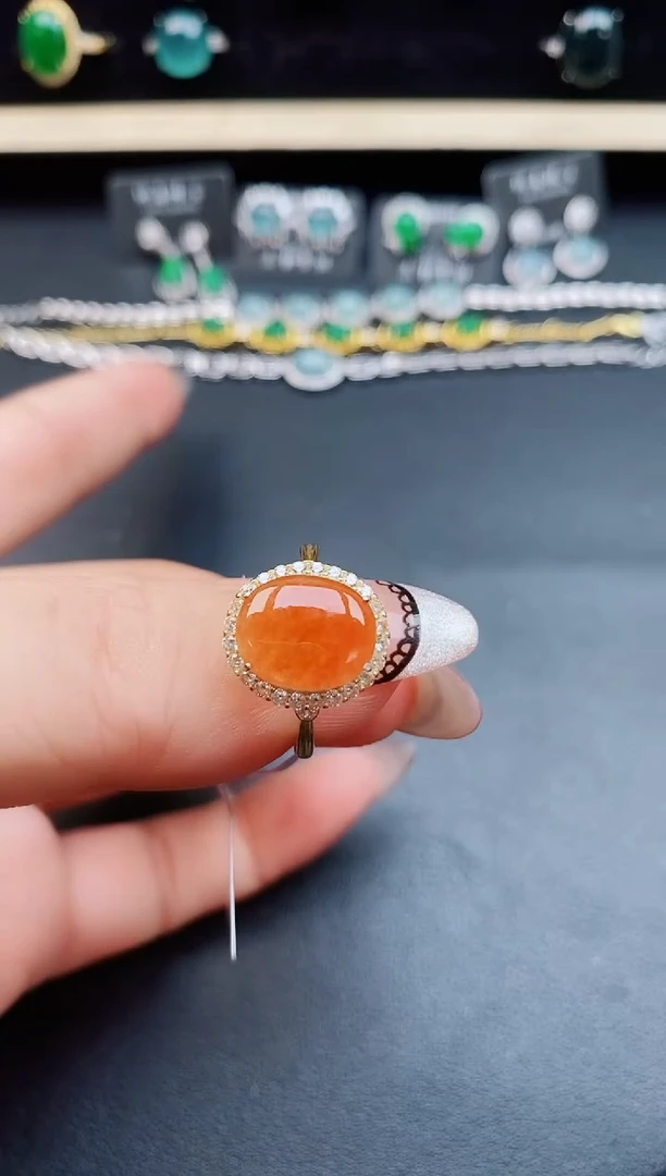 翡翠戒指银S925镶嵌50850