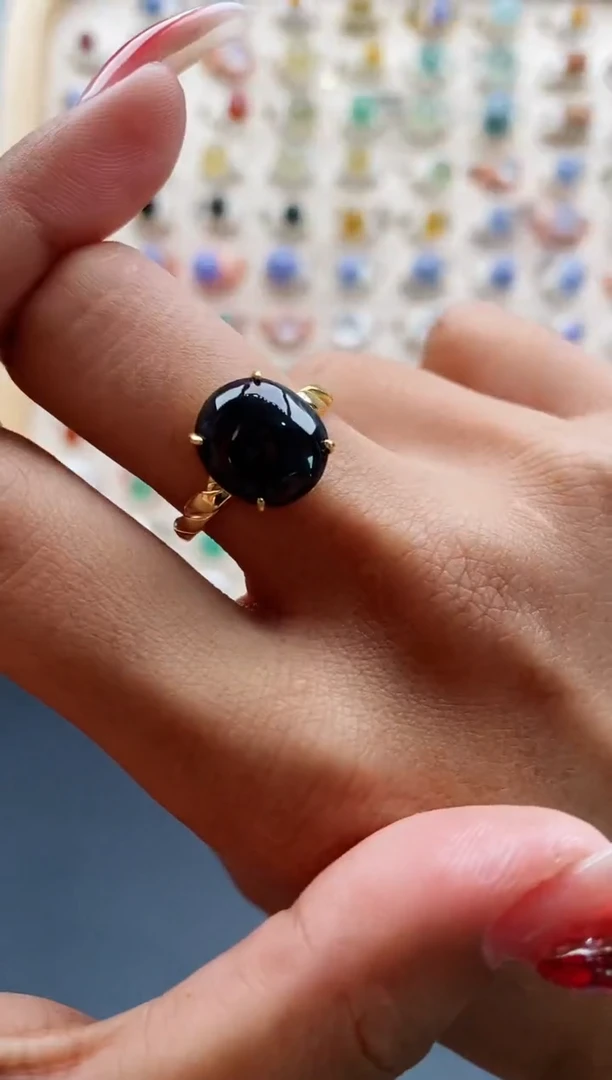 【闪购商品】翡翠戒指银S925镶嵌缅甸天然A货翡翠222 5+9