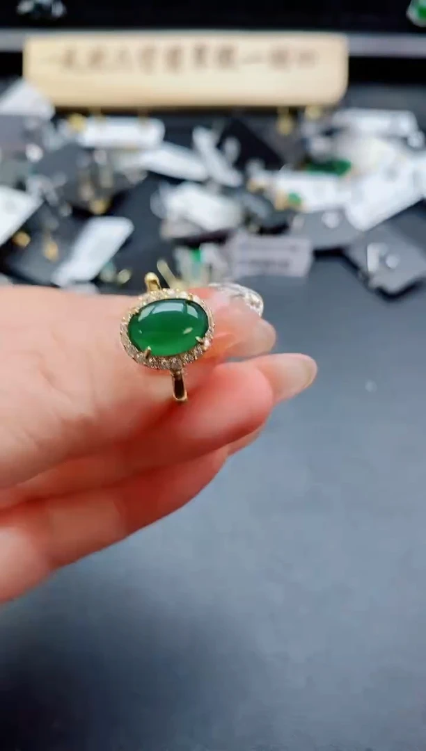 银S925镶嵌戒指翡翠1