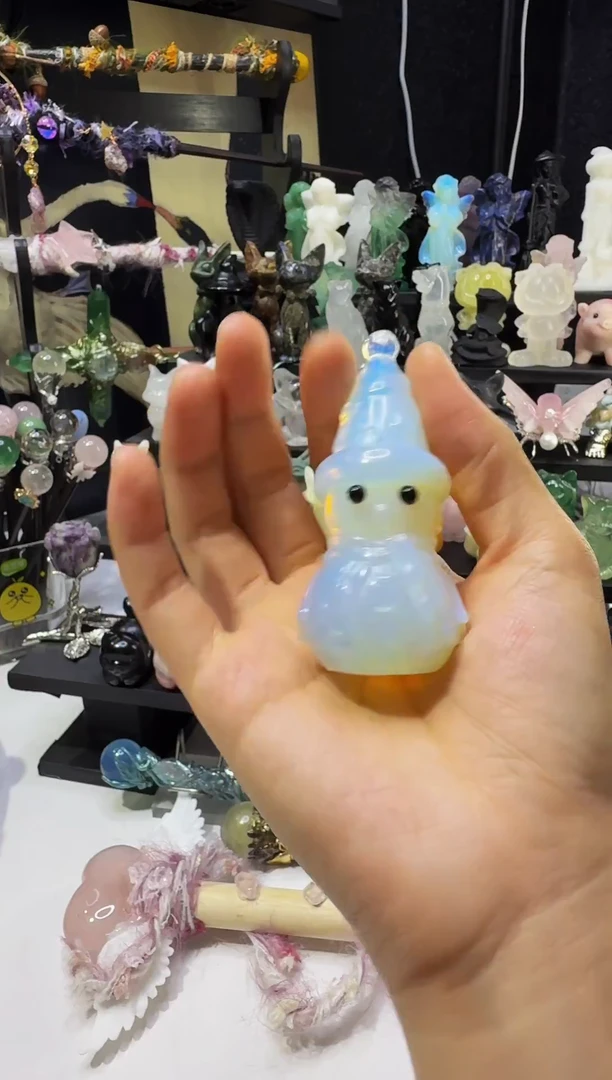 水晶摆件银S925镶嵌蛋白石摆件