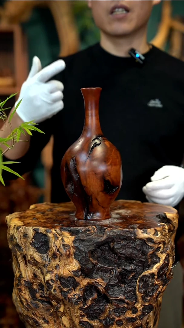 木雷击枣木富贵瓶