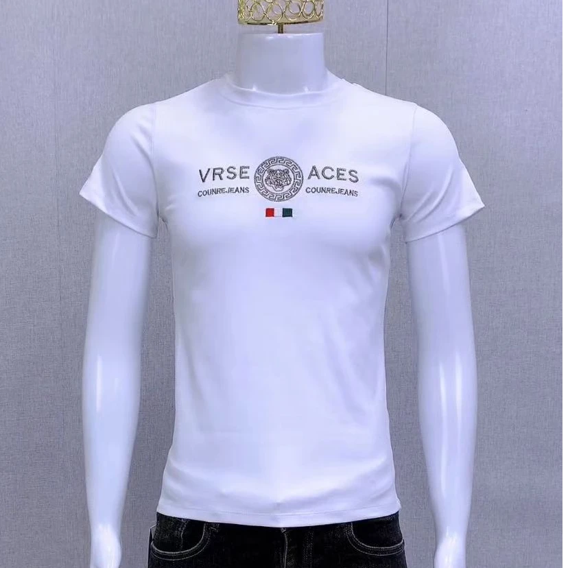 夏季新款男士短袖t恤时尚修身百搭潮流男装短袖个性网红圆领短袖