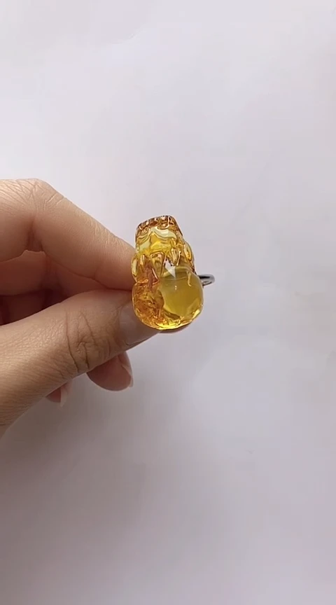 【闪购商品】琥珀裸石银S925镶嵌琥珀戒指