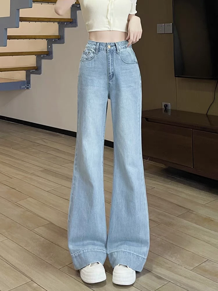 【不贴腿喇叭】浅蓝不贴腿宽松喇叭裤