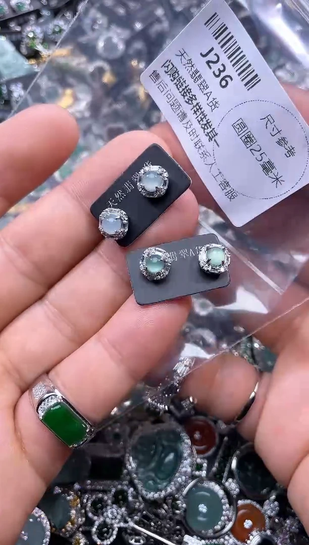 【闪购商品】翡翠颈饰未镶嵌J236耳钉 多样性发其一