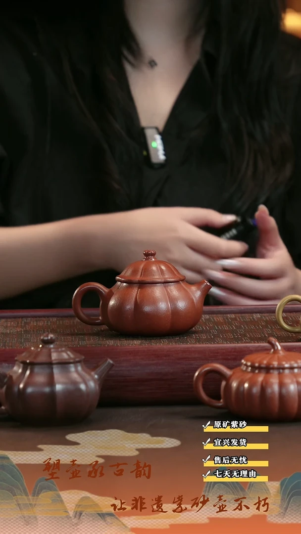 茶壶紫砂宜兴紫砂茶壶筋纹  文旦  180cc