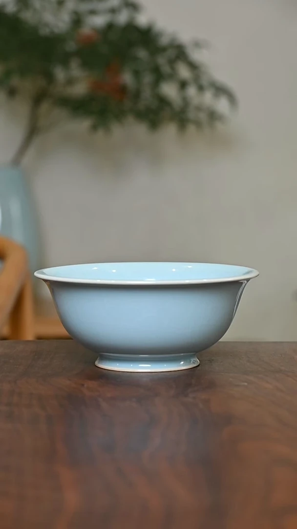碗14CM 天青 微瑕 朱家汝窑款
