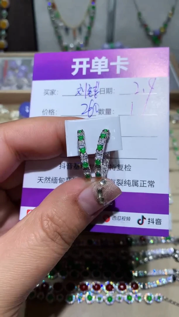 【闪购商品】翡翠耳饰未镶嵌刘钱钱