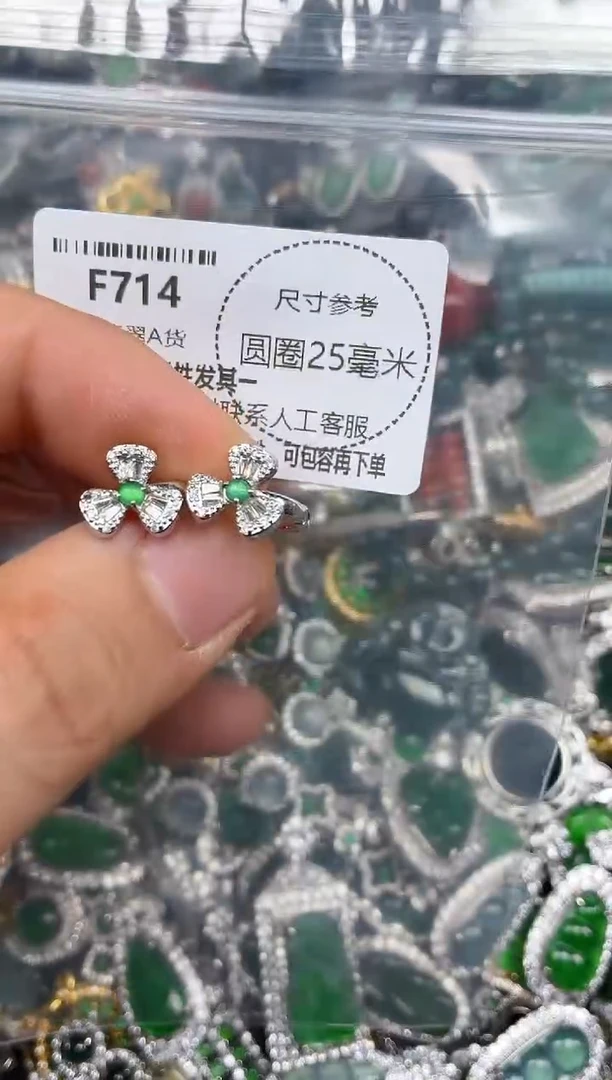 颈饰未镶嵌翡翠F714耳扣