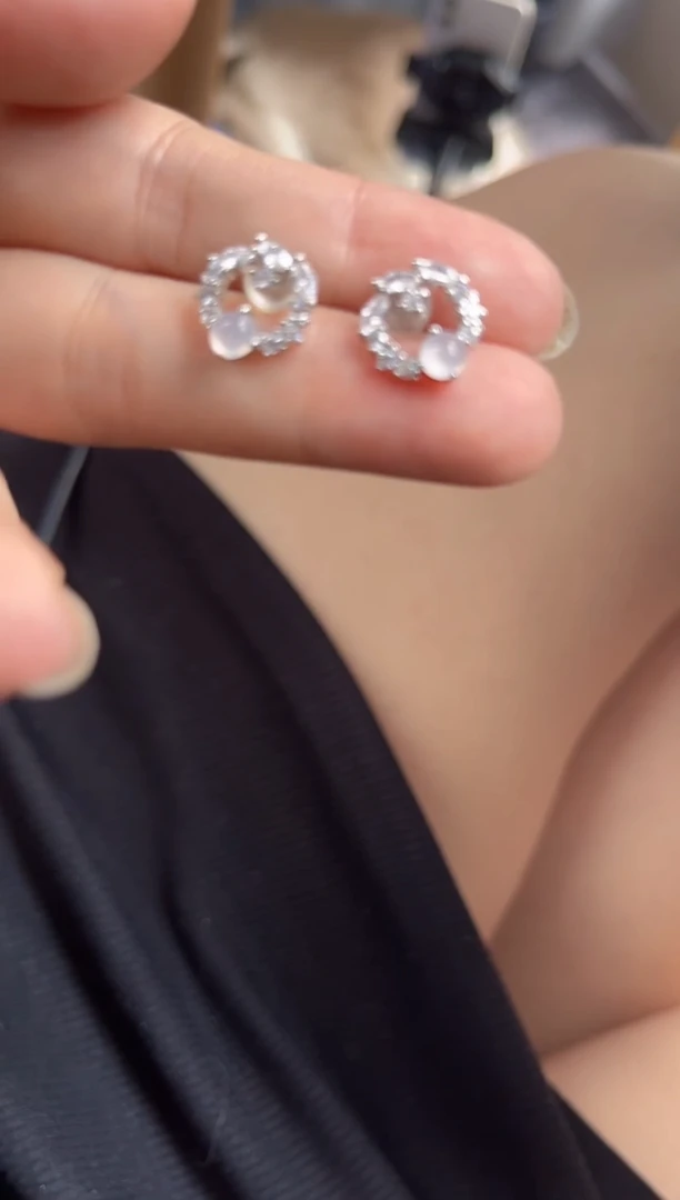 银S925镶嵌翡翠耳饰0316110984