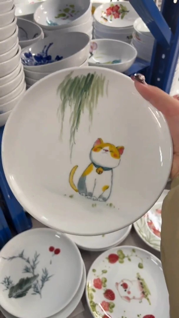 瓷片景德镇陶瓷食品级手绘釉中彩-平盘