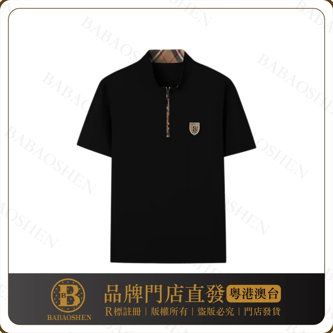 夏季多口袋家花短袖运动丝光棉百搭雪花爆冰开胸立领T恤-9958