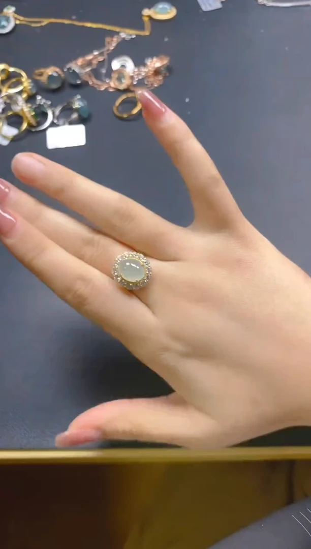翡翠戒指银S925镶嵌0091