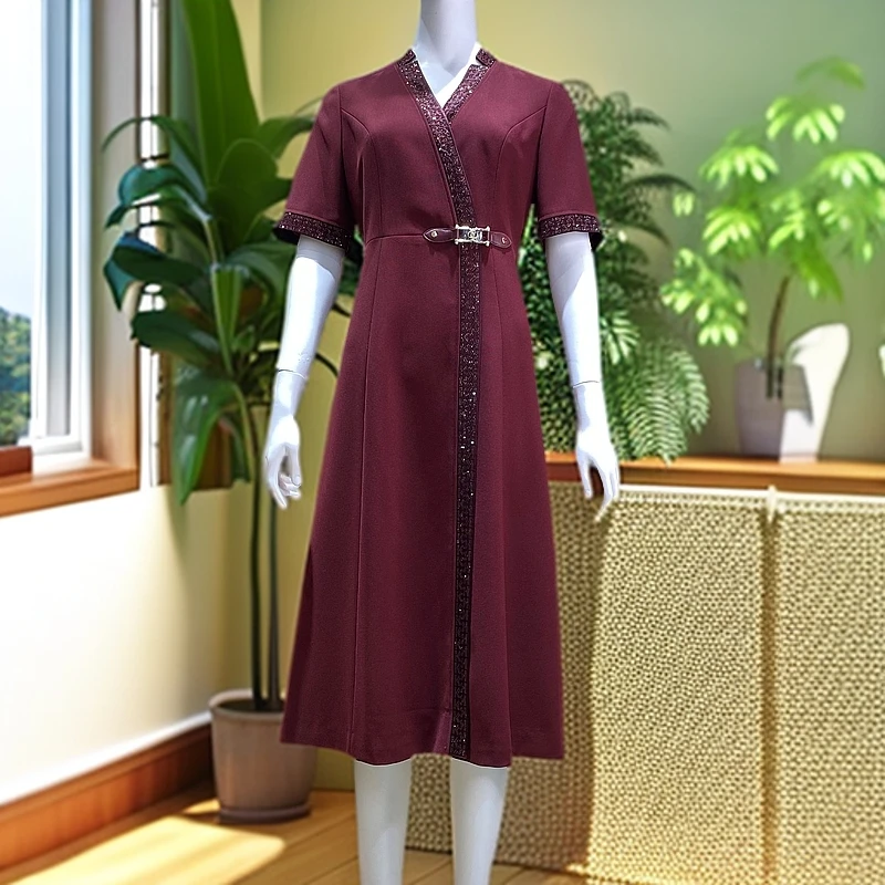 慕天姿171023高贵气质女装连衣裙时尚优雅修身显瘦中长款春夏季